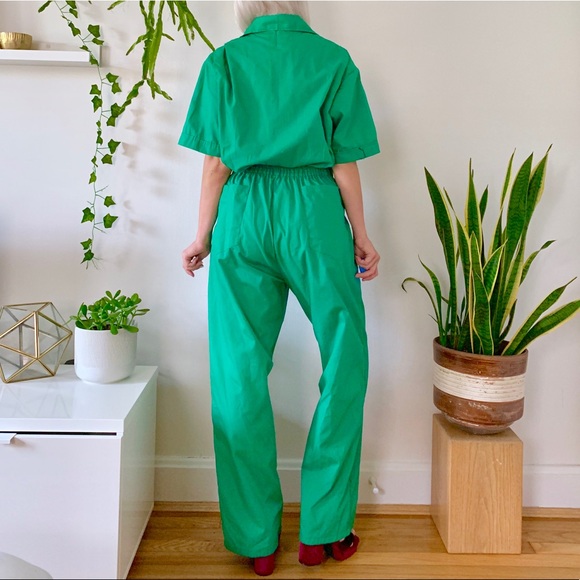 Vintage 60s green coveralls mechanic utility M/L - Picture 4 of 8